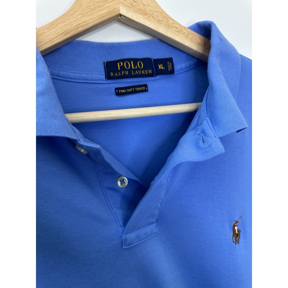 Polo Ralph Lauren Pima Soft Touch Cotton Shirt Mens XL Blue Rugby Pony Stretch - Picture 5 of 10